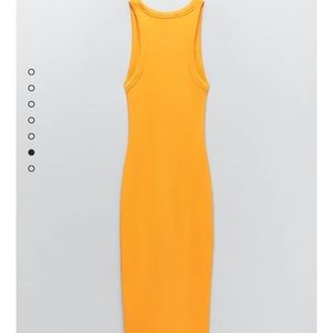 Long Orange Ribbed Dress